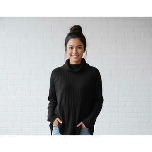 Banana Republic Black Ribbed Turtleneck Long Sleeve Sweater Top Women's Size L